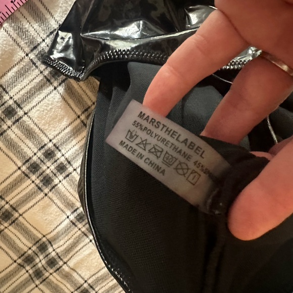 Mars The Label Black Patent Vegan Leather Strapless Cutout Gothic Top NWT 8/M - Picture 12 of 16